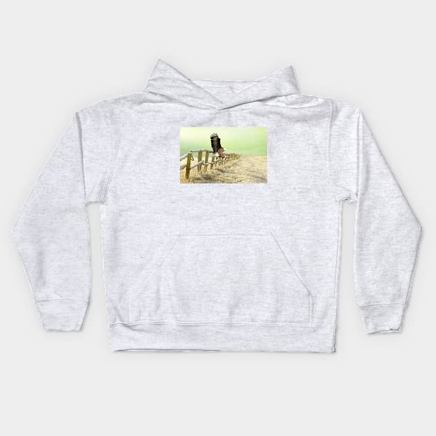 The Bald Eagle is Landing Kids Hoodie by lauradyoung